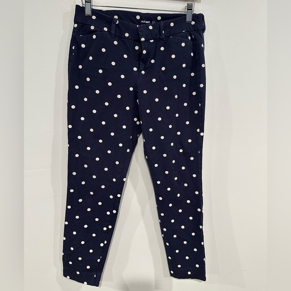 Old Navy Pixie Ankle Pants Women’s Sz 4 | Navy Blue White Polka Dot - Picture 1 of 7
